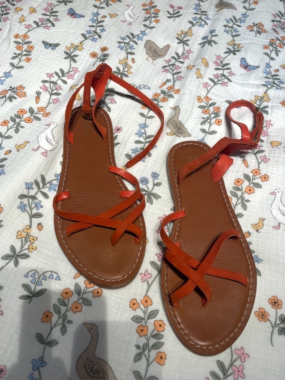 EUC Boden Orange Leather stap Sandals